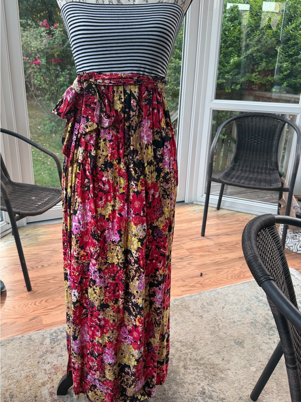 Xhilaration Floral Maxi Skirt in Red, Pink, Yellow, Black